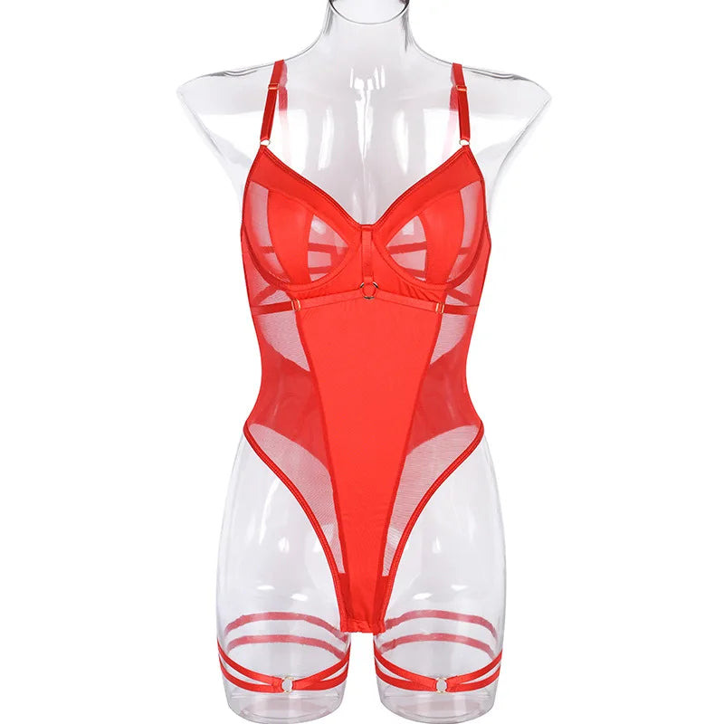 After Dark Mesh Bodysuit – Black Strappy Sheer Lingerie for Rave, Boudoir & Bold Nights - Witty Cheeks, Rave Festival Outfit and Sexy Lingerie