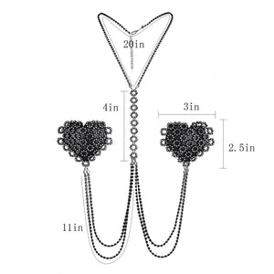 Rhinestone Body Chain Collar & Pasties Rave Harness EDM Festival - Witty Cheeks, Rave Festival Outfit and Sexy Lingerie