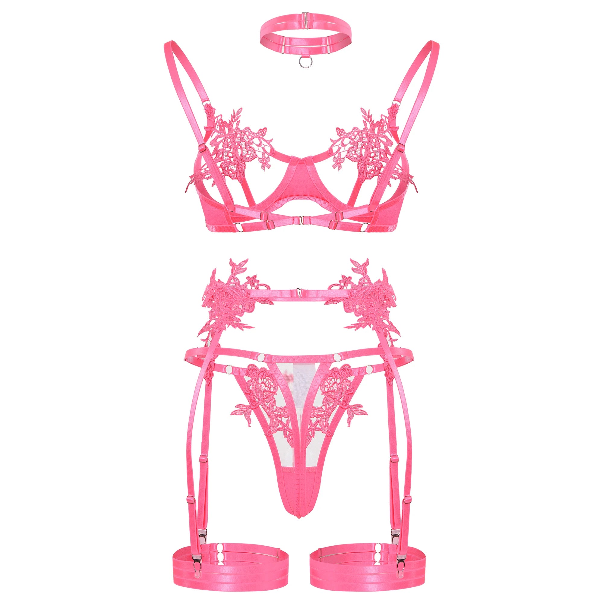 Strappy Open Bra & Garter Panty for Boudoir, Rave & Fantasy Nights - Witty Cheeks, Rave Festival Outfit and Sexy Lingerie