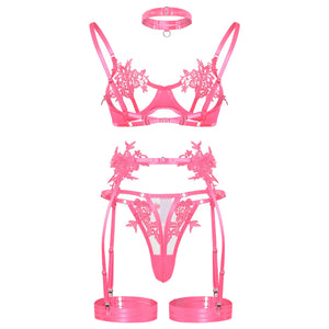 Strappy Open Bra & Garter Panty for Boudoir, Rave & Fantasy Nights - Witty Cheeks, Rave Festival Outfit and Sexy Lingerie