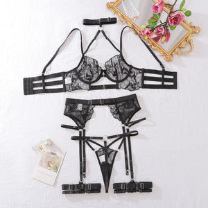 Ellolace Sexy Lingеrie Set New 2024 Halter Bra Push Up Erotic Costume Fantasy Intimate Sexy Female Complete Transparent Outfits - Witty Cheeks, Rave Festival Outfit and Sexy Lingerie