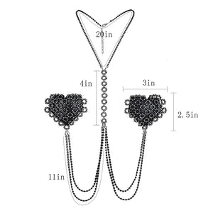 Rhinestone Body Chain Collar & Pasties Rave Harness EDM Festival - Witty Cheeks, Rave Festival Outfit and Sexy Lingerie