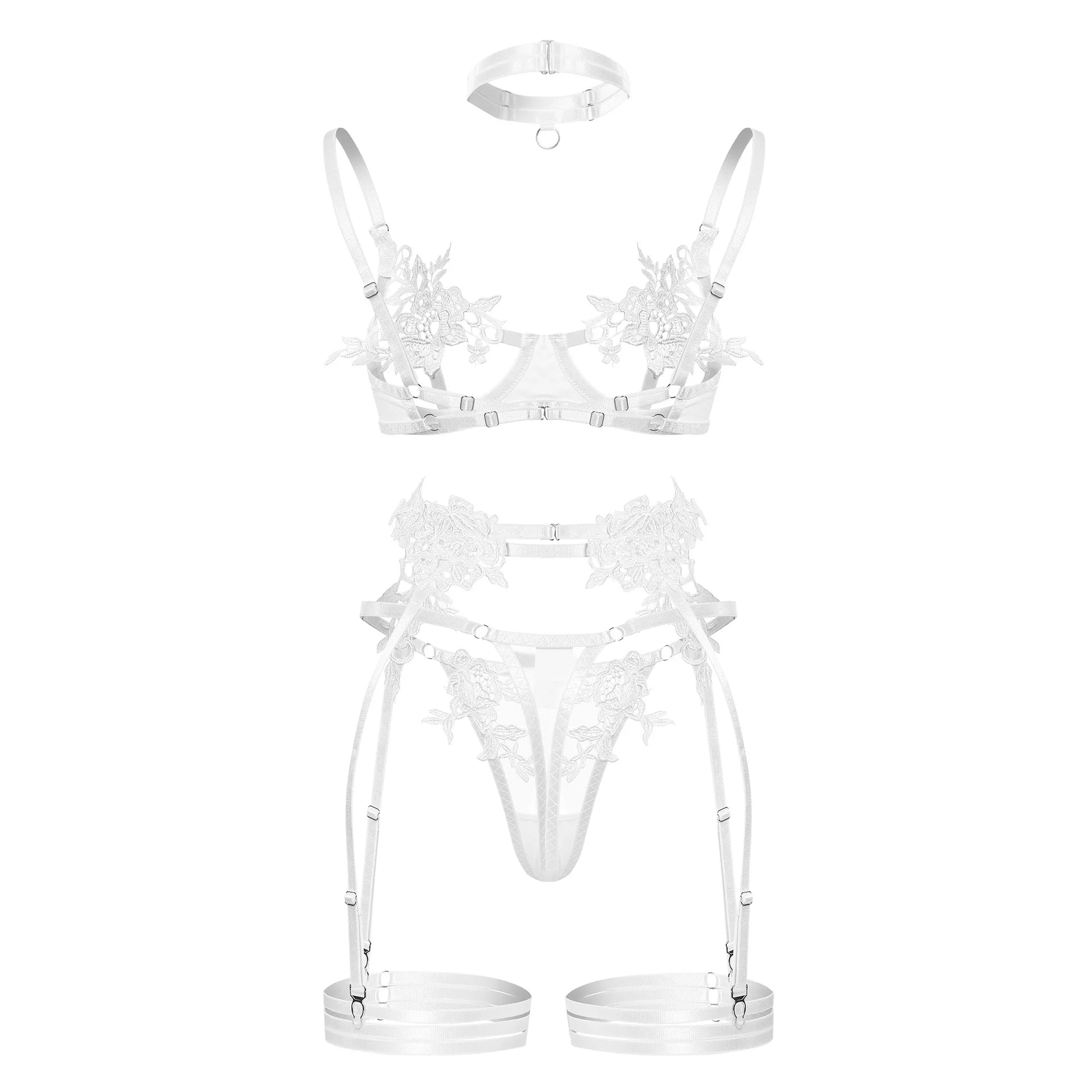 Strappy Open Bra & Garter Panty for Boudoir, Rave & Fantasy Nights - Witty Cheeks, Rave Festival Outfit and Sexy Lingerie