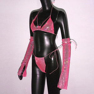 Shiny Rhinestone Rave Set – Sexy Glittertop & thong for Rave,EDM, Club, Festival - Witty Cheeks, Rave Festival Outfit and Sexy Lingerie