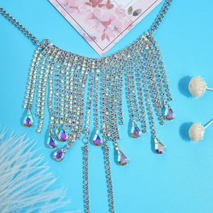Cosmic Crystal Star nipple cover Pasties with Tassel Choker Chain - Witty Cheeks, Rave Festival Outfit and Sexy Lingerie