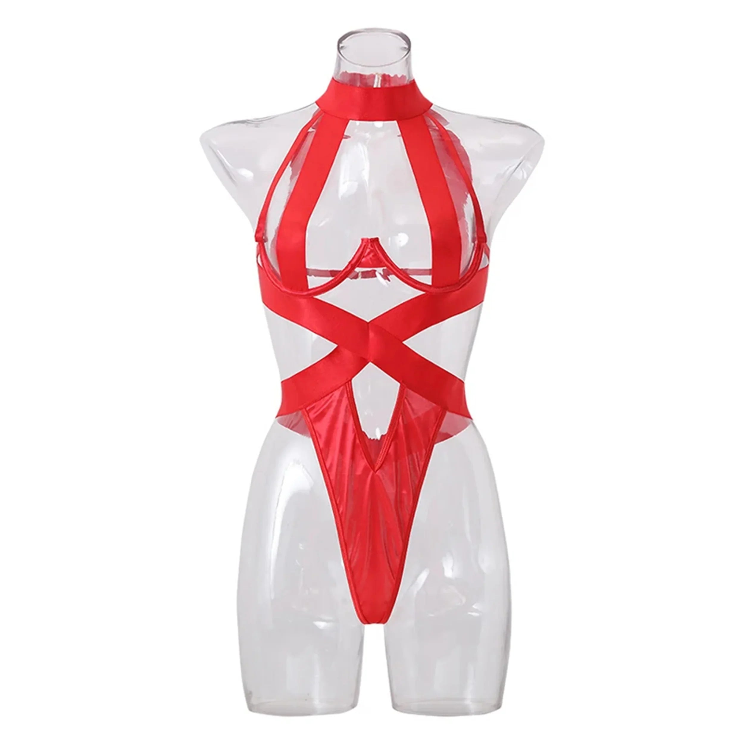 Rave Festival Outfit Sexy Strappy Striped Bodysuit - One Piece Open Bust Underwire, Valentine Gift for her Jumpsuit Women | Valentine's Day idea wife, girlfriend - Witty Cheeks, Rave Festival Outfit and Sexy Lingerie